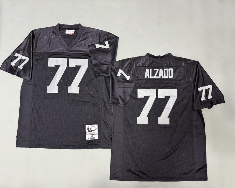 Men 2025 Nike Oakland Raiders #77 Alzado black Throwback Limited NFL Jersey style 001